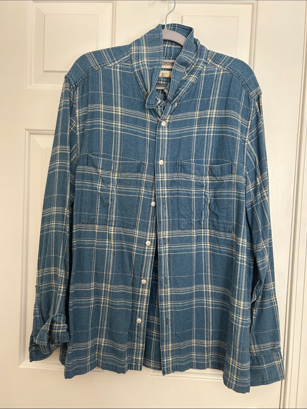 Madewell Men’s Lightweight Blue Plaid Button-Down Shirt